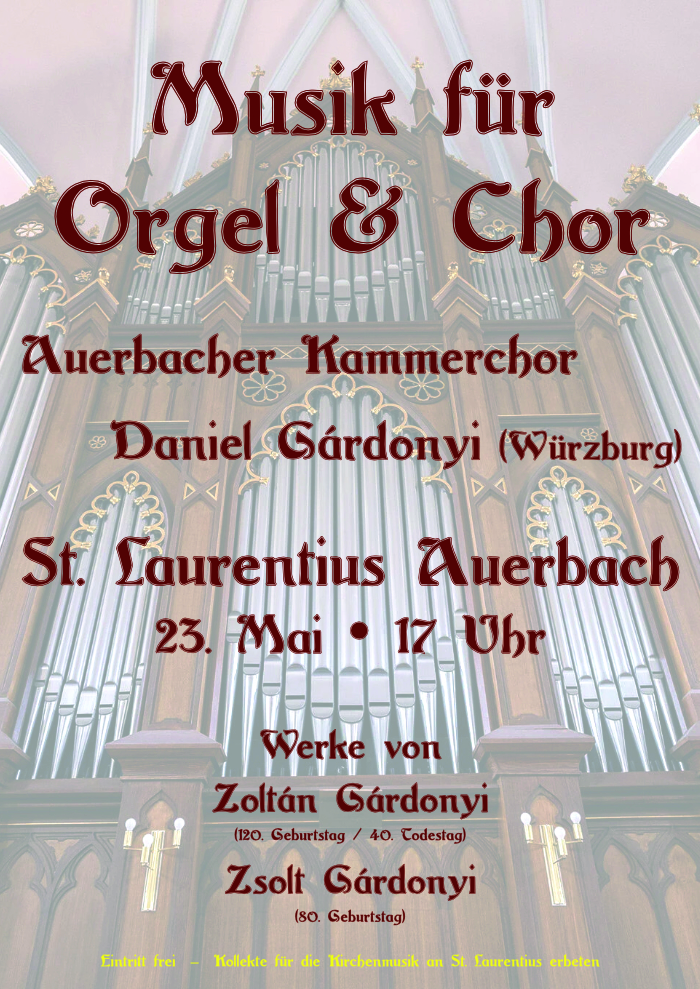 Chor- und Orgelkonzert zum Pfingstfest