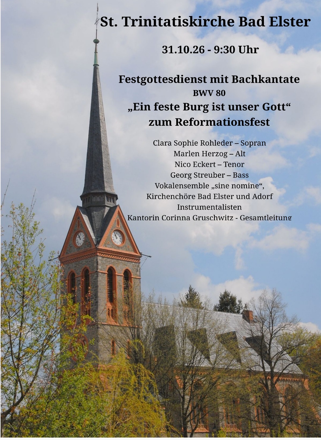 Festgottesdienst mit Bachkantate BWV 80 zum Reformationsfest
